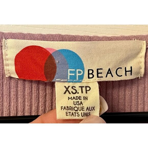 FREE PEOPLE FP BEACH Sz XS RIBBED ALL ABOUT THE SELFIE MINI DRESS LILAC - Picture 6 of 12